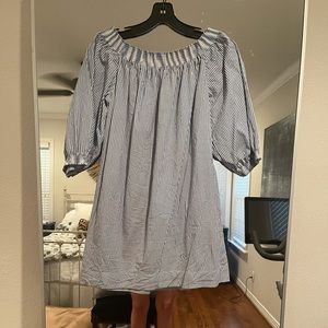 Trina Turk Striped off the shoulder dress